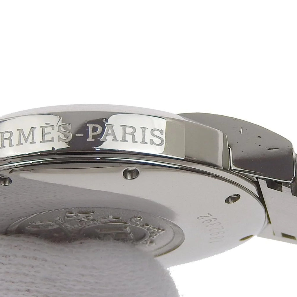 Pre-Owned Hermes Nomad Watch NO1.710 Stainless Steel Swiss Made Silver Quartz Analog Display White Dial Men's (Fair)